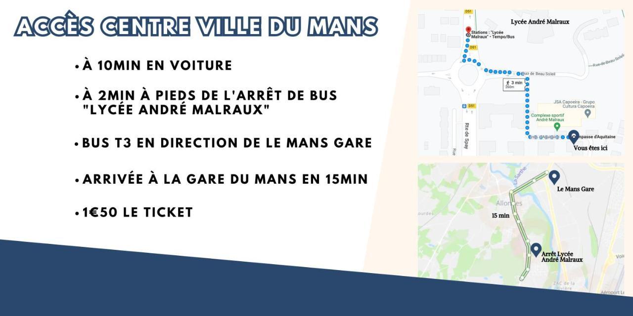 Appartement T3 Proche Circuit Du Mans Allonnes  外观 照片
